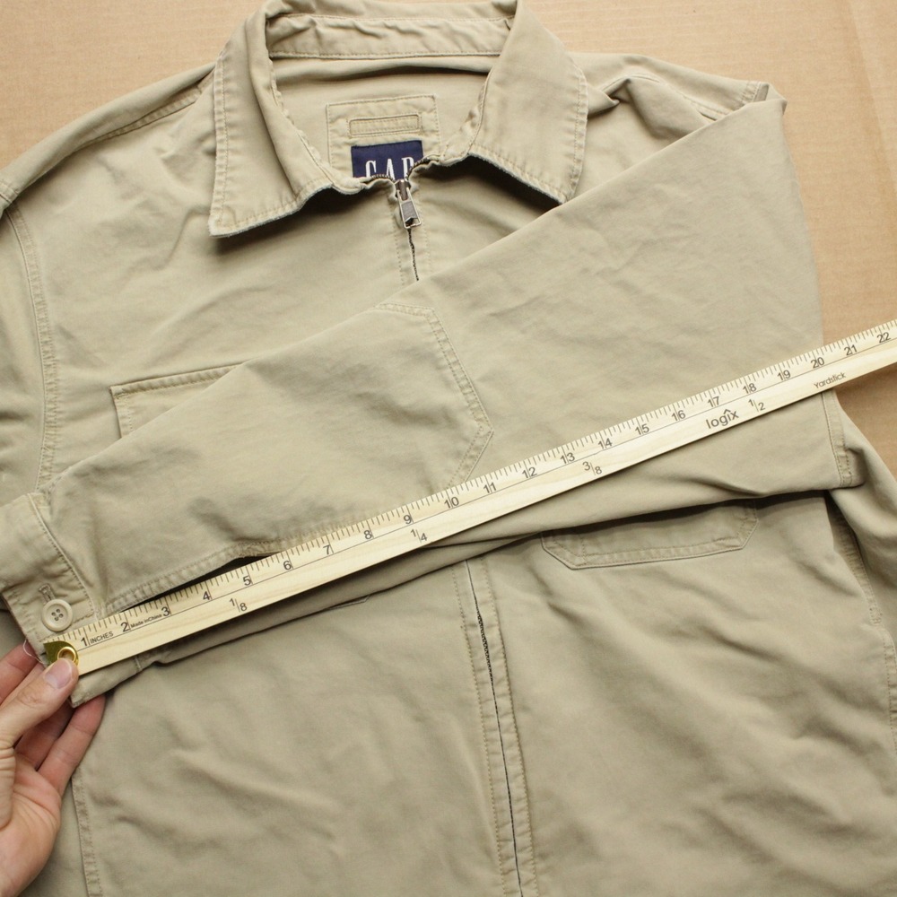 Vintage GAP Chore Jacket Mens XL Beige Long Sleeve Canvas Workwear Full Zip Coat - Picture 5 of 6
